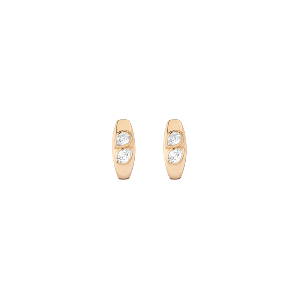Chunky Double Lab Grown Diamond Pear Huggie Earrings