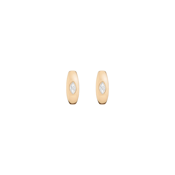 Chunky Lab Grown Diamond Marquise Huggie Earrings