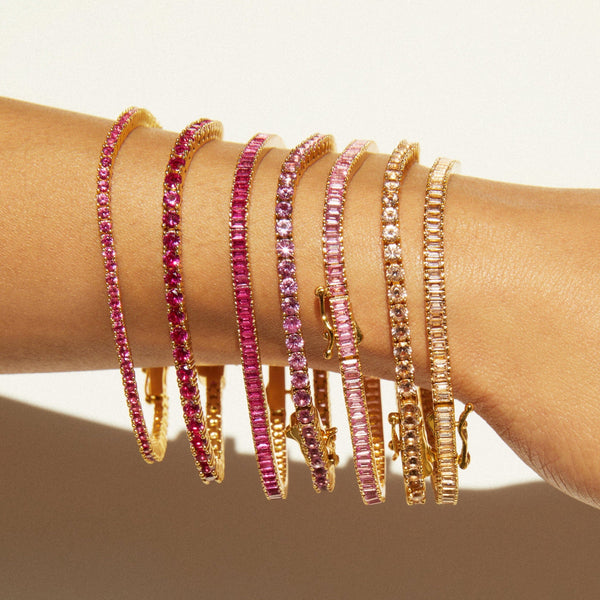 Lab Grown Red Ruby Baguette Tennis Bracelet