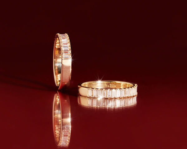 Bold Half Diamond Baguette Ring