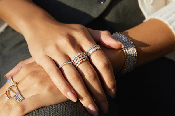 Bold Half Diamond Baguette Ring