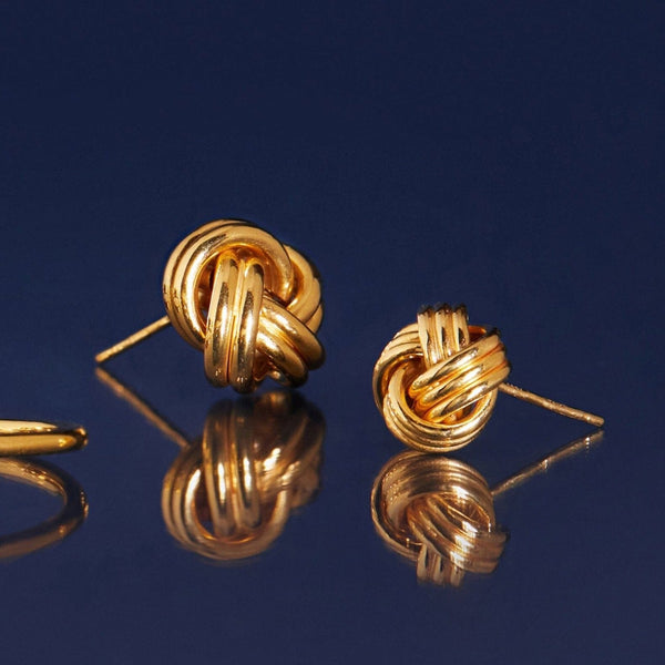 Gold Knot Stud Earrings