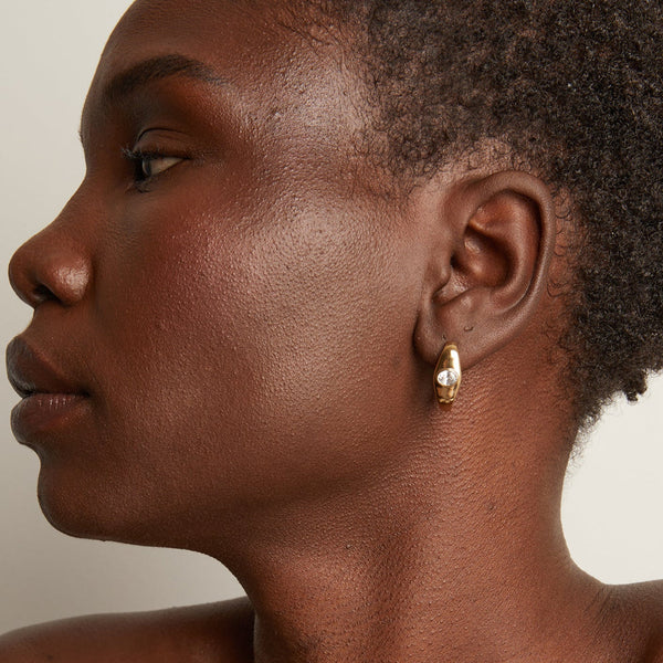 Chunky Lab Grown Diamond Oval Huggie Earrings