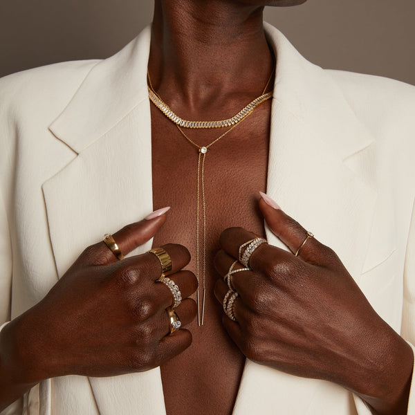 Aurate x Frye: Lab Grown White Sapphire Bolo Necklace