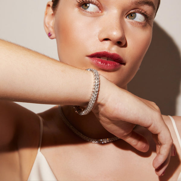 Lab Grown White Sapphire Love Affair Tennis Bracelet