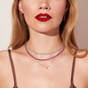 Lab Grown Pink Sapphire Heart Tennis Necklace