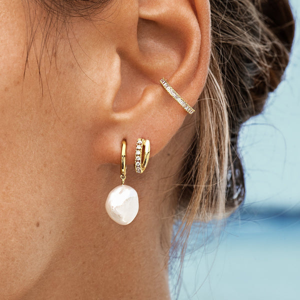 Diamond Crossover Huggie Earrings