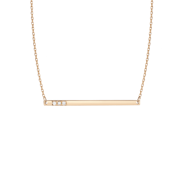 Gold Bar Necklace With Diamonds