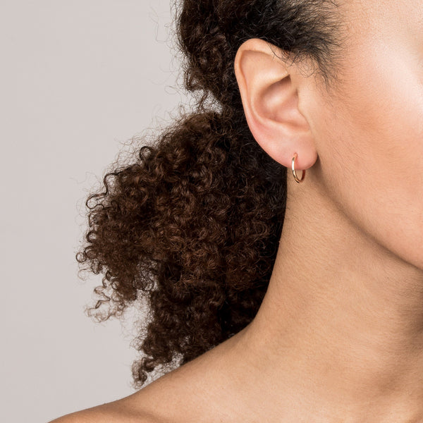 Skinny Gold Hinged Huggie Earrings (12mm)