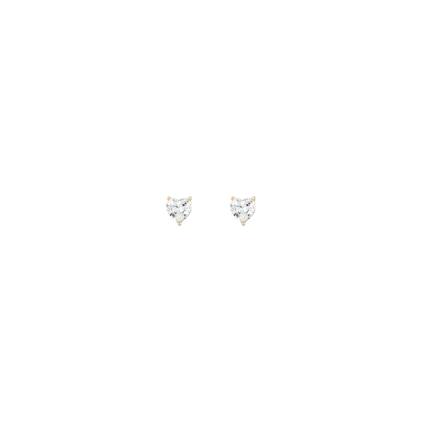 Lab Grown White Sapphire Heart Stud Earrings
