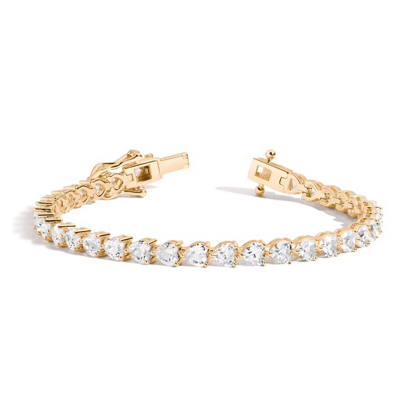 Lab Grown White Sapphire Heart Tennis Bracelet