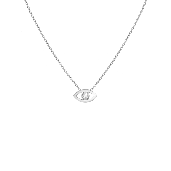 Diamond Bezel Evil Eye Necklace
