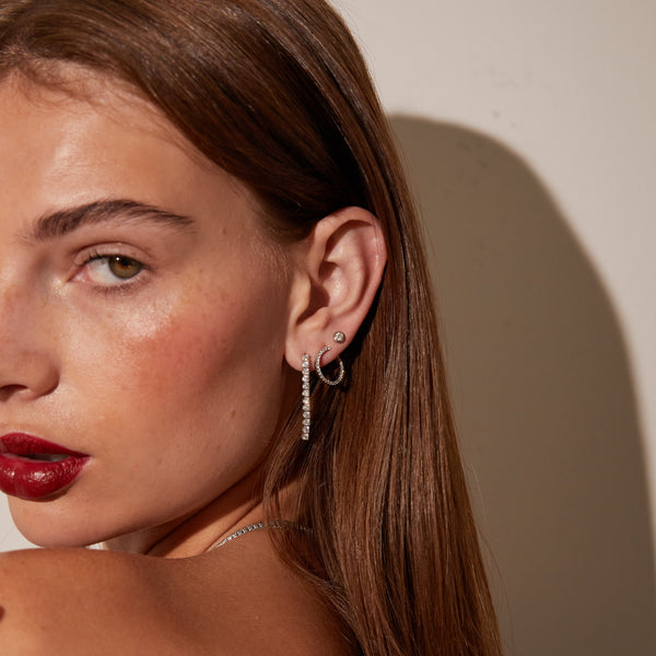 Lab Grown White Sapphire Tennis Earrings