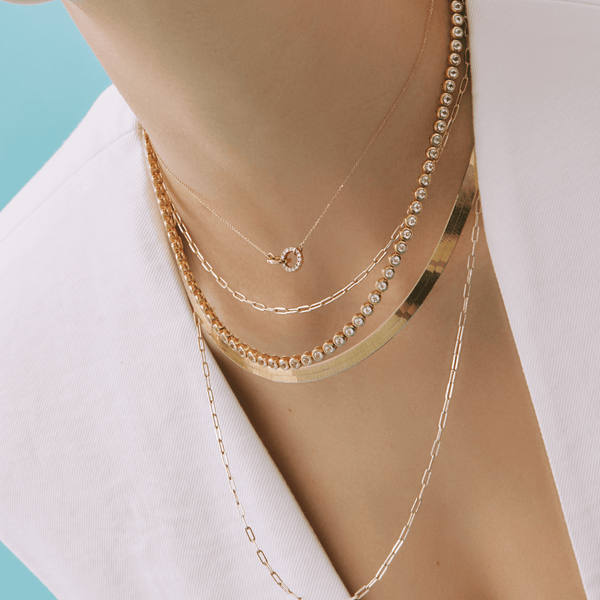 Solid Gold Herringbone Chain Necklace