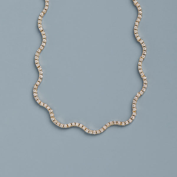 Lab Grown Diamond Wave Tennis Necklace