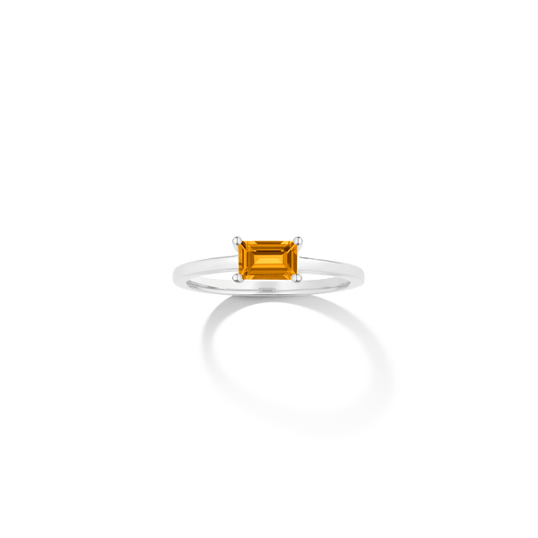 Birthstone Baguette Ring - Garnet