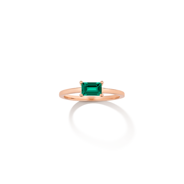 Birthstone Baguette Ring - Emerald