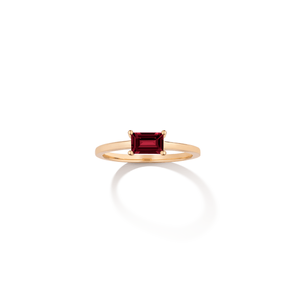 Birthstone Baguette Ring - Garnet