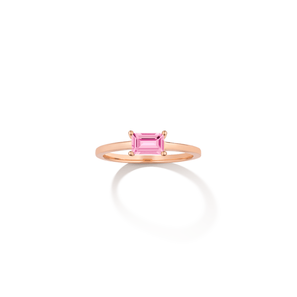 Birthstone Baguette Ring - Pink Tourmaline