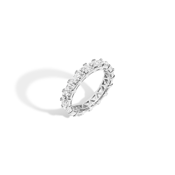 Lab Grown White Sapphire Trillion Eternity Ring