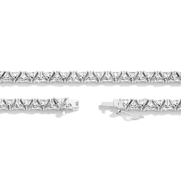 Lab Grown White Sapphire Trillion Tennis Necklace