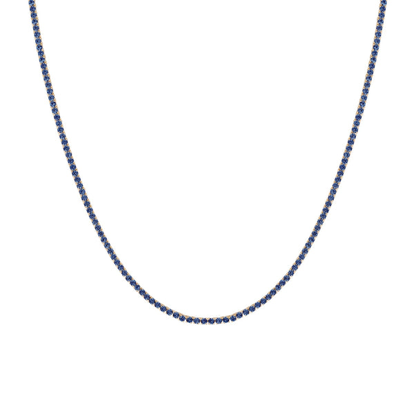 Lab Grown Blue Sapphire Tennis Necklace