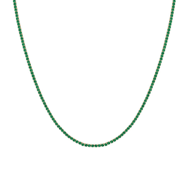 Lab Grown Green Emerald Tennis Necklace