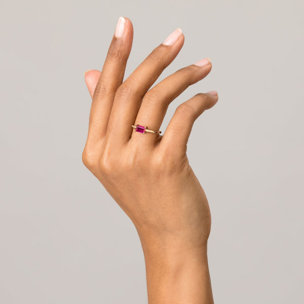Birthstone Baguette Ring - Emerald