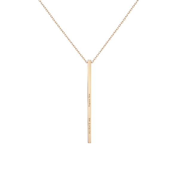 Long Gold Bar Drop Necklace
