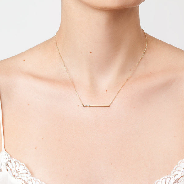 Gold Bar Necklace With Diamonds