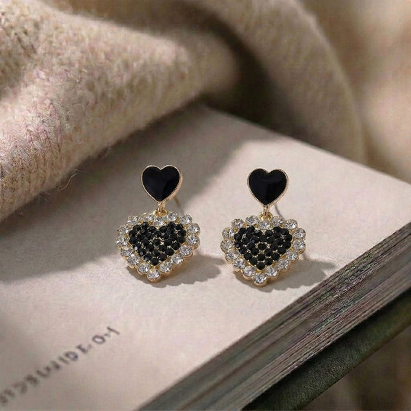 Midnight heart earrings