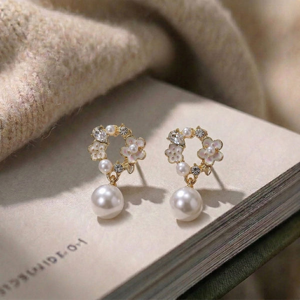 Pearl Blossom Drop Earrings