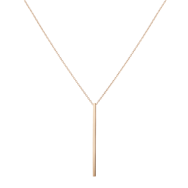 Long Gold Bar Drop Necklace