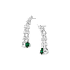 Lab Grown White Sapphire Waterfall Earrings with Emerald