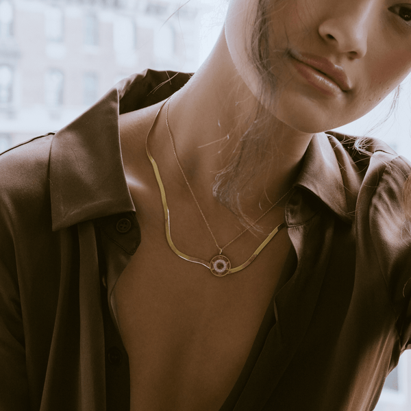 Solid Gold Herringbone Chain Necklace